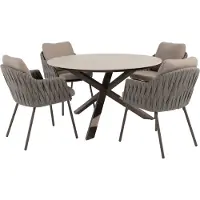 4 Seasons Outdoor Prado Cannes dining tuinset 130xH75 cm rond 5 delig keramiek terre Taste 4SO