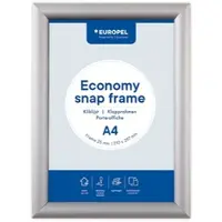 Europel Economy Kliklijst – Posterlijst – A4 – 21 x 29,7 cm – 25mm – Aluminium – Zilver