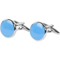 Suitable Manchetknoop Rond Blauw NR92 - | Lichtblauw | Maat one size