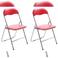 CLP Felix Set van 2 klapstoelen rood/zilver