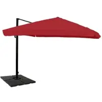 Mendler Gastronomie-scherm met pergola, model HWC-A96, zonnescherm, 3x4 meter (diameter 5 meter), polyester/aluminium, 26 kg, kleur: bordeauxrood met standaard