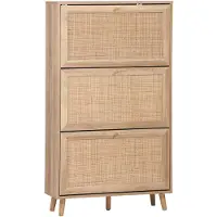 Sweeek Schoenenkast, 3 lades in riet, Bohème, B 75 x D 26 x H 131cm