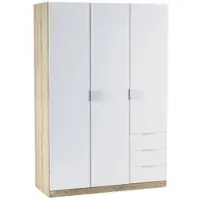 Dmora Apaches - Garderobekast 3 Deuren, 121x52 cm Wit, Kledinghanger