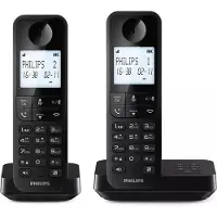 Philips Draadloze Telefoon D2752B/12 - DECT - 2 Handsets - Huistelefoon - Vaste Lijn - Zwart - 7x16.5x18.5 cm
