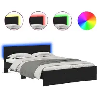 vidaXL Bedframe met hoofdeinde Zwart Eiken 140 x 190 cm Bewerkt hout