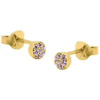 Karma Oorbellen Zirconia Lavender Disc | Goud