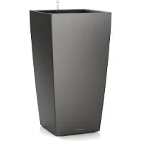 Lechuza CUBICO PREMIUM 22 - Plantenbak - met uitneembare binnenbak - met bewateringssysteem - ALL-IN-ONE set met LECHUZA-PON - antraciet metallic