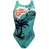 Turbo Surfer Hawaii Vintage Swimsuit Groen 4XL Vrouw
