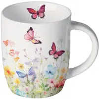 Ambiente Mok 0.2L butterflies in field wit wit Aardewerk Beker