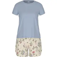Mey Korte pyjama lichtblauw / offwhite