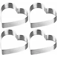 Westmark taartframe 4 dek. – Perfecte taart- en quicheblikjes – Uniform bakresultaat dankzij perforatie – Zilver, hartvorm, Ø 8 cm