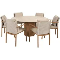 4 Seasons Outdoor Colorado Safina dining tuinset 160xH75 cm rond 7 delig keramiek amber