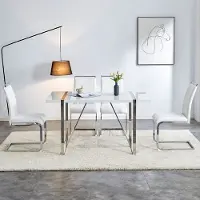 STILVORA Eetkamerstoel - Ergonomisch Ontwerp - Set van 2 - Luxe PU-Lederen Rugleuning - Voor Eetkamer en Keuken - Wit