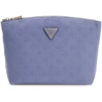 GUESS cosmetische tas Wilder Top Zip Cosmetic Bag Grey Blue Logo blauwgrijs