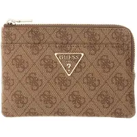 GUESS kaarthoes sleutelgeval Laurel II SLG Key Ring Pouch Latte Logo Lichtbruin