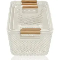 Discountershop Opbergmand Set 3 – Opbergdoos 6L, 9L en 12L - Keukenkast Organizer | Mandjes Riet Look | Opbergmand Speelgoed en Kinderkamer | Kledingkast Organizer