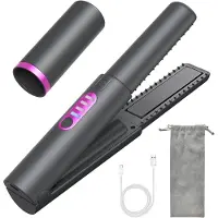 Aura Draadloze Stijltang - Stijlborstel – Snoerloze Krultang - stoomstijltang - Mini Stijltang - Reis Stijltang - Krullen en Stijlen - Hair Straightener - Zwart - 22cm x 5cm x 5cm; 260 g