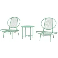 Merax Bistroset 3-Delig - 2 Tuinstoelen En Ronde Tuintafel - Stalen Tuinmeubelset Voor Balkon En Terras - Weerbestendig En Roestbestendig - Antislip Doppen - Groen - Tafel Ø50 X 45 Cm