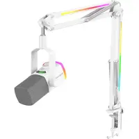 Fifine - AM8 PRO T - USB / XLR Studio microfoon - PC-Gaming Met Flexibele RGB Arm ( 66cm! ) - Geschikt voor PC/PS4/PS5 - RGB - Podcast - Gaming - Streaming - Wit