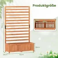 Costway Bloembak met rankrooster, plantenbak voor klimplanten, verhoogd bed met latwerk, voering en afwatering, bloempot voor tuin, balkon, tuinlatwerk, rankkast, hout, 90 x 35 x 150 cm (oranje)