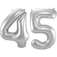 Folat Verjaardag Leeftijd folieballonnen - 45 jaar - zilver - 86 cm - cijferballon groot