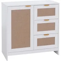 MCW Commode -P50, kast, dressoir, highboard, lades, opbergruimte, MDF melamine linnenfront ~ wit