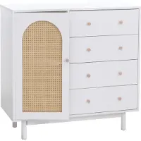 Mendler Commode -P52, kast, dressoir, highboard, lades, opbergvakken, polyrotan, MDF, melamine, 95 x 100 x 40 cm ~ wit