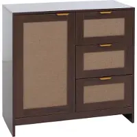MCW Commode -P50, kast, dressoir, highboard, lades, opbergruimte, MDF melamine linnenfront ~ walnootlook