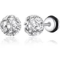Mendes Oorknoppen RVS zilverkleurig – Transparante Zirconia 8-Klauw