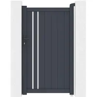 Vente-unique draaihekje van half opengewerkt aluminium L104 x H180 cm antraciet - TOROMA L 100 cm x H 176 cm x D 4.6 cm