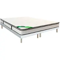 Vente-unique Set 180 x 200 cm gestoffeerde bedbodem + pocketvering matras 7 zones geïntegreerde topper en bamboe tijk dikte 26cm - MIREZA van NATUREA