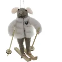 MEA Muis in winterjas op ski's 8x9x12cm