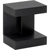 MODFU Nachtkastje van hout, modern en elegant ontwerp met lade en open vak, ruimtebesparend, zwart
