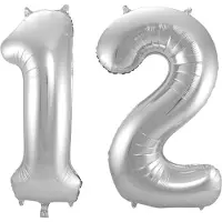 Folat Verjaardag Leeftijd folieballonnen - 12 jaar - zilver - 86 cm - cijferballon groot