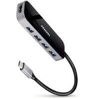 Axagon HMC-6H4A, Kabel, USB 3.2 Gen 1 (3.1 Gen 1) Type-C, 100 W, 1.4/2.3, Zwart, Grijs, 5 Gbit/s