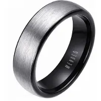 Mendes Wolfraam ring geborsteld zilver met Zwart-19mm