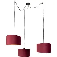 QAZQA Hanglamp zwart met rode kap en gouden binnenkant 35cm 3-lichts - Cava