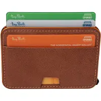 Tony Perotti Furbo EVO RFID leren Pasjeshouder met Magsafe - Donkerbruin/Oranje