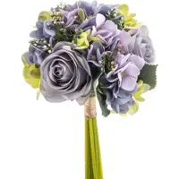 Emerald - Kunstbloem Hortensia Roos Bundel 32cm paars - Kunstplant voor binnen