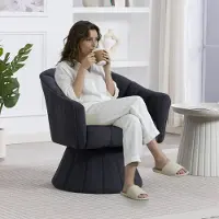 STILVORA Draaistoel 70 x 66 x 72 Cm - 360 Graden Draaibaar Met Ergonomische Kuiprug En Armleuningen - Voor Kantoor En Woonkamer - Corduroy Donkergrijs