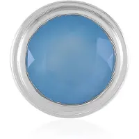 Cavill - Zilveren Hanger - 925 Sterling Zilver Geplatineerd - Blauwe Chalcedoon 4,5 ct Rond - Elegant Minimalistisch Design - 16x16 mm