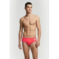 Arena Men's One 12cm Swim Briefs Big Log Fluo Red Silver Maat: 65 | Zwembroeken Outlet | Heren | Rood