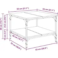 vidaXL Salontafel Artisan Eiken 55 x 55 x 40 cm Bewerkt hout