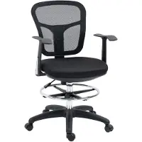 Merax Ergonomische Bureaustoel met Voetsteun – Mesh Rugleuning & Lendensteun – In Hoogte Verstelbaar 95-115 cm – Opklapbare Armleuningen – Zwart