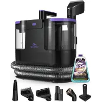 Motionflow Tapijtreiniger PRO - Verwarmingsfunctie en zelfreinigend - Vlekkenreiniger inclusief Schoonmaakmiddel - Reinigingsmachine voor bank, vloer, auto en tapijt - Zetelreiniger Zwart