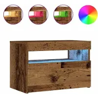 vidaXL Nachtkastje met LED 60x35x40 cm bewerkt hout oud hout