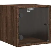 vidaXL Nachtkastje met glazen deur 35x37x35 cm bruin eikenkleur