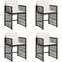 vidaXL Tuinstoelen 4 st met kussens poly rattan bruin