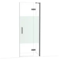 Maxaro Diamond Douchedeur | 80 cm Zwart metaal Helder met matte strook Draaideur