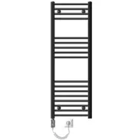 LuxeBath ECD Germany Badkamerverwarmer elektrisch 400 x 1200 mm antraciet recht met zijaansluiting incl. verwarmingsstang 1200W chroom - radiator handdoekverwarmer handdoekdroger radiator